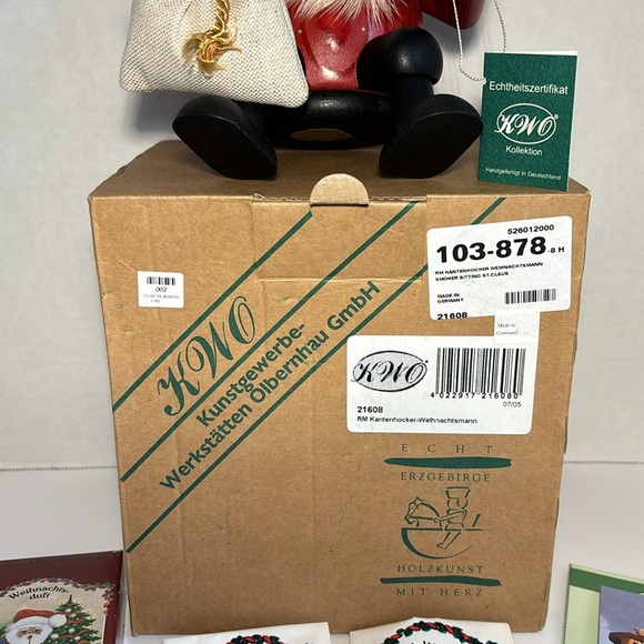 KWO German Incense Smoker Sitting Santa Toy Bag Erzgebirge Germany Christmas NIB - Picture 4 of 14